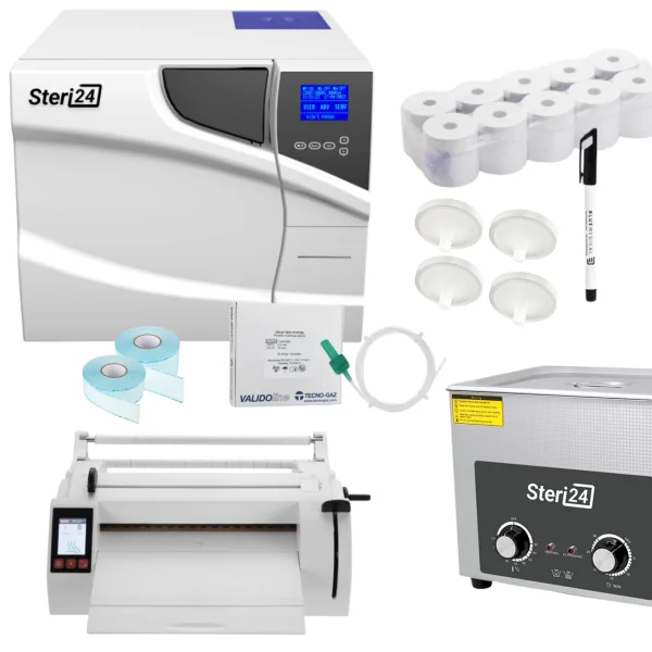 Steri24 Pack économique Autoclave de classe B Pro 18 L – set complet avec accessoires
