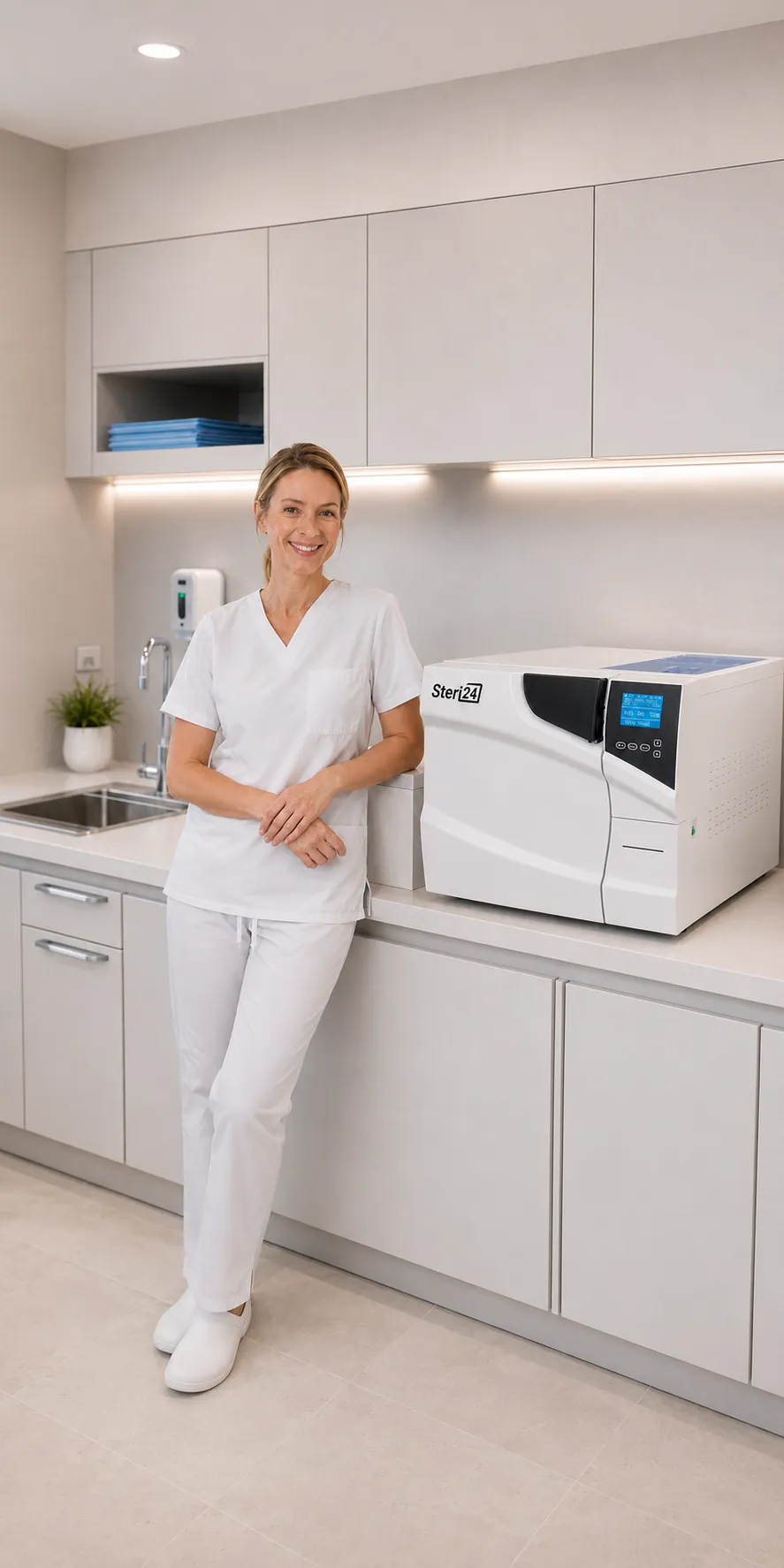Steri24 klasse B autoklave Pro 23 L i sterilisationsrummet