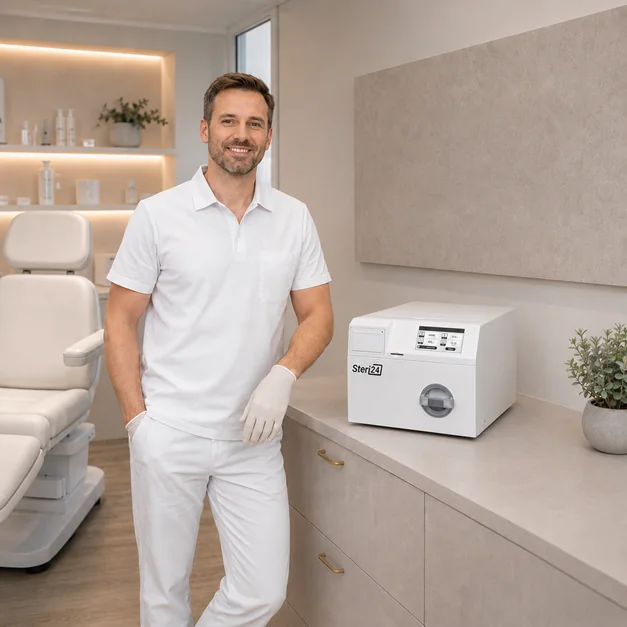 Steri24 Classe B Autoclave Pro 3 L utilisé en soins des pieds – stérilisateur à vapeur compact
