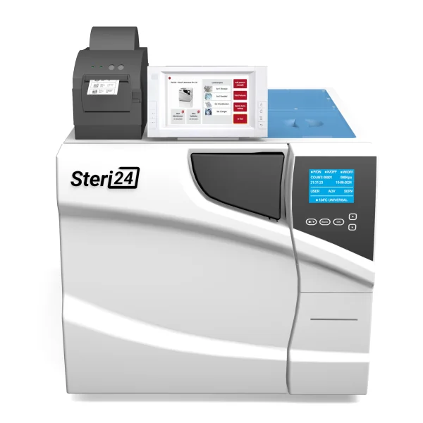 Steri24 Autoclave de classe B Premium 23 L – stérilisateur à vapeur en réseau avec SteriTrace Pro et imprimante d'étiquettes