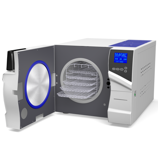 Steri24 Class B Autoclave Pro 23 L with open chamber and 5 trays
