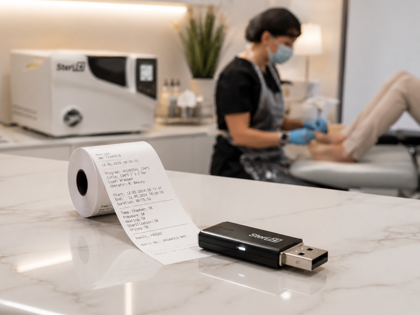 Chargendokumentation per USB und Ausdruck